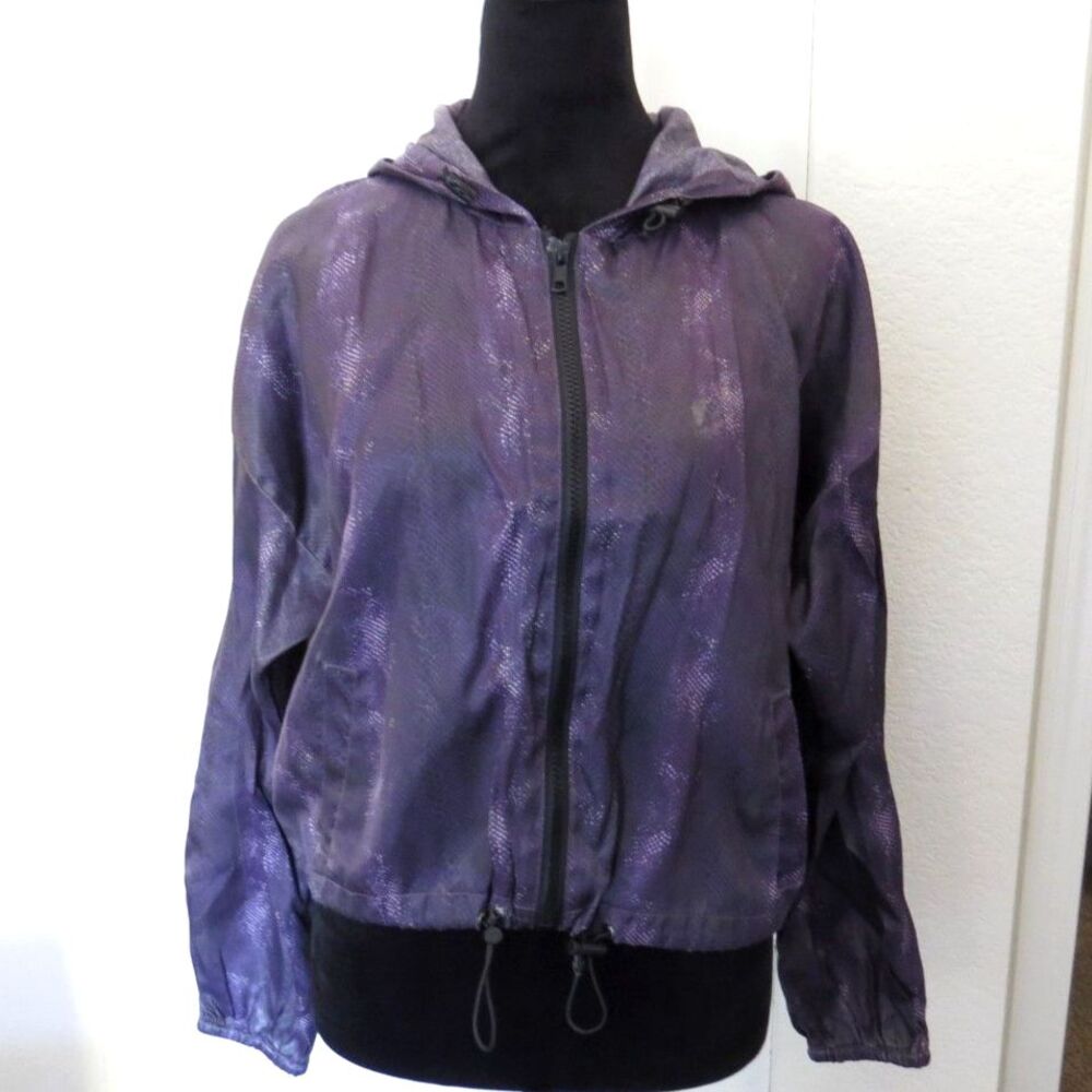 Philosophy Republic Women's Cropped Windbreaker Purple Python Print 6 EUC